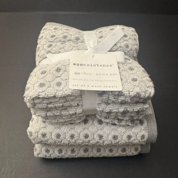 6pc ECOEXISTENCE Eco-Melange Quick Dry Bath Towel Set - Zero Twist Loops - Gray