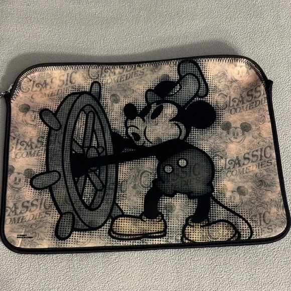Disney Steamboat Willie Laptop Sleeve - Black and Cream