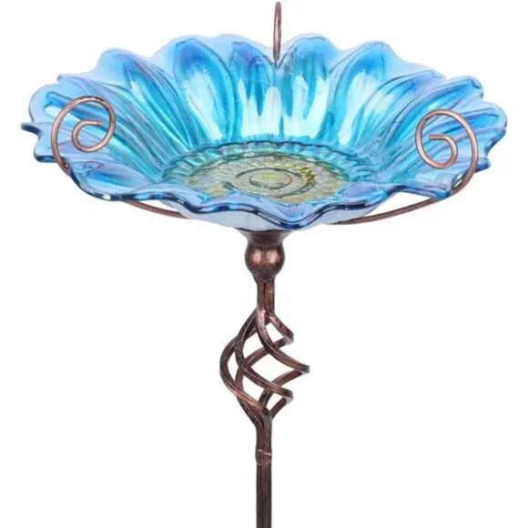 Bird Baths for Outdoors, Outdoor Bird Bath,Glass Birdbath Sunflower Bird Feeders
