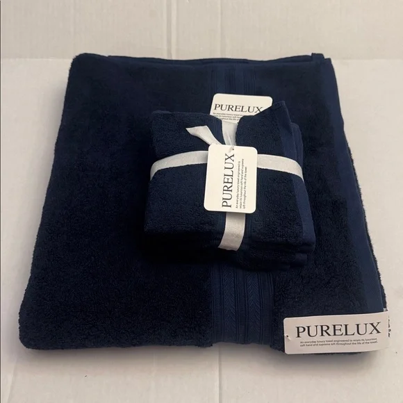 💥5pc PURELUX Luxury Bath Towel Set - Loft By Loftex - Navy Blue