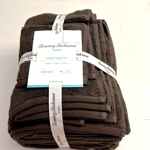 6pc TOMMY BAHAMA HOME Bath Towel Set - Boardwalk ESP Towel - Espresso