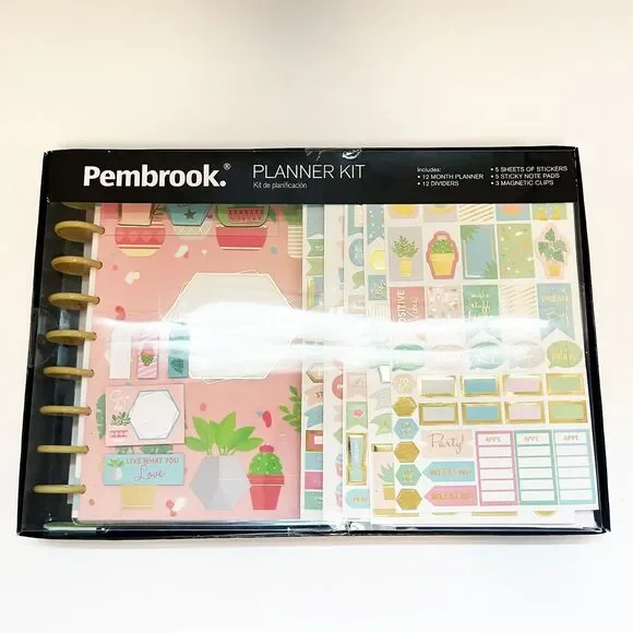 Pembrook Planner Kit 12 Month Planner Stickers Dividers Clips Notes New DIY