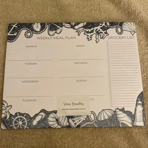 Vera Bradley Magnetic Weekly Meal Planner New