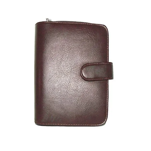Mundi Burgundy Solid Leather Planner Organizer Card Holder Zip Around Calendar