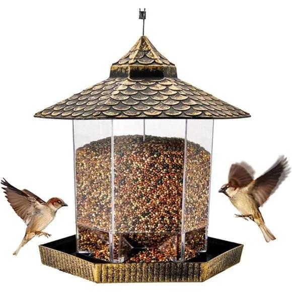 Twinkle Star Wild Bird Feeder Hanging for Garden Yard Outside Decoration,Hexagon