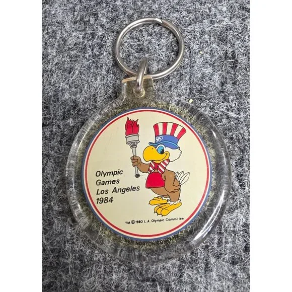 1984 Olympic Games Los Angeles Keychain With Sam The Eagle Mascot