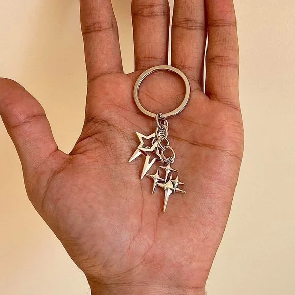 y2k 2000s triple star pendant keyring for keychain