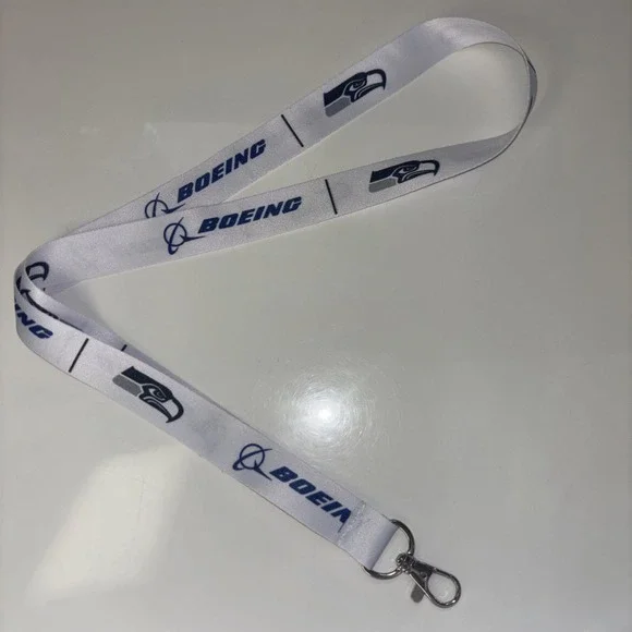 Seattle Seahawks Boeing Lanyard White Blue PNW Aviation Football Fan Accessory