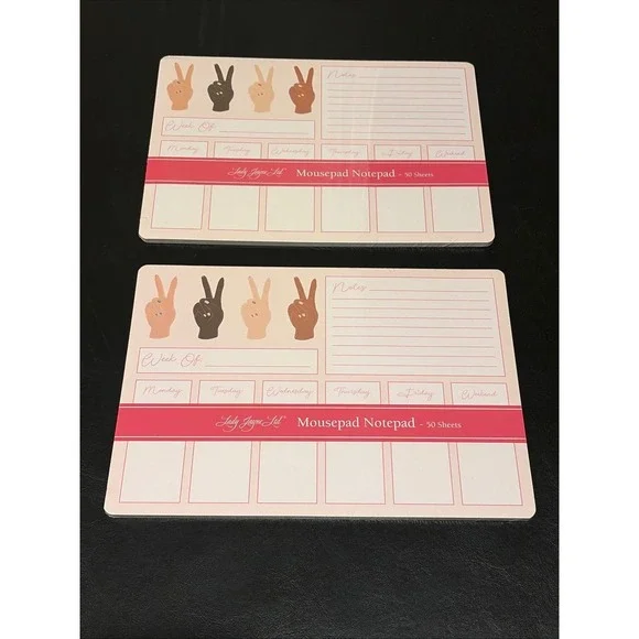Lady Jayne Ltd Mousepad Notepad Set of 2 Weekly Planner 50 Sheets Each Pink
