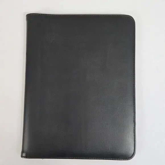 Classic Business Executive Padfolio Padded Faux Leather Black 10 x 13