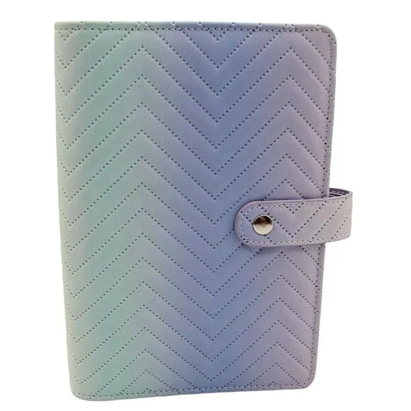 Pastel Ombre Planner Organizer Ring Binder Snap Close Quilted Blue Purple 7.5x5
