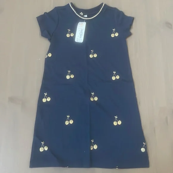 Gymboree Gold Cherry Design Dress Size 3/XXS