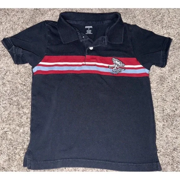 Gymboree boys SKATE LEGEND navy blue‎ short sleeve polo top 2009 tee monkey 5T