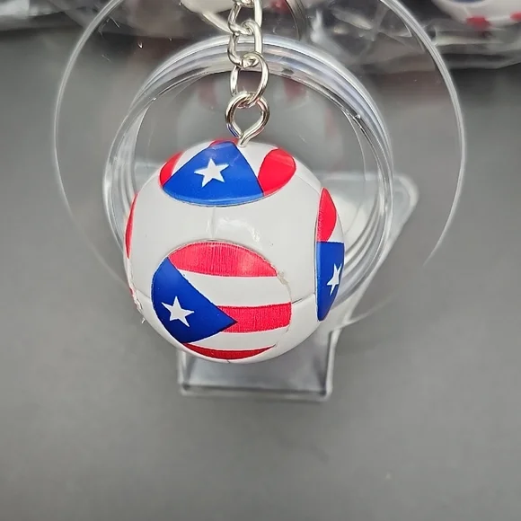 Puerto Rican Flag Soccer Ball Keychain