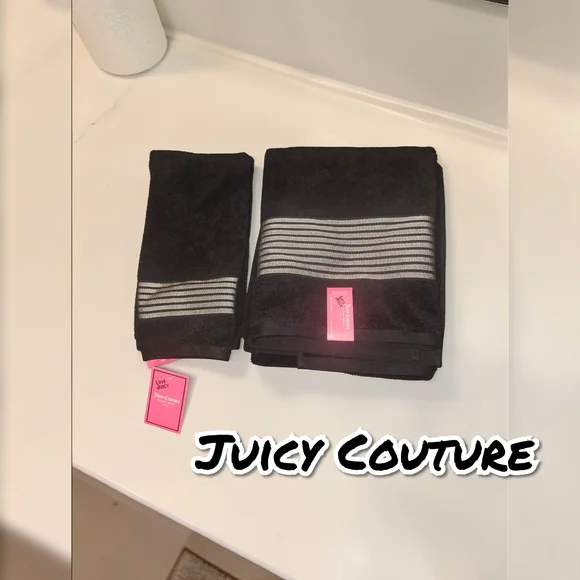 Juicy Couture Black and Silver Towel Duo