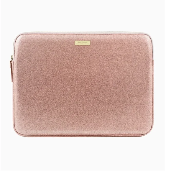 Kate Spade Metallic Rose Gold Glitter 13 In Laptop Case