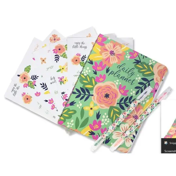 Steel Mill & Co. Floral Daily Planner Set + Highlighters & Stickers (NWT)