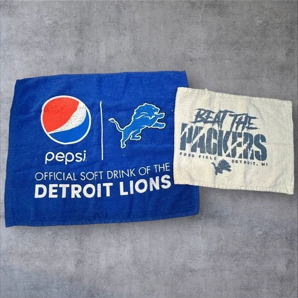 Detroit Lions Rally Towel Set Pepsi Official Sponsor Beat the Packers Ford Field