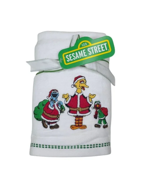 Sesame Street Christmas Hand Towels 2 Pack Big Bird Cookie Monster Elmo Holiday