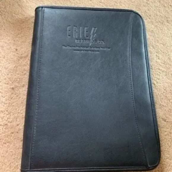 Erie Bearings 13” x 10” Black Faux Leather Portfolio