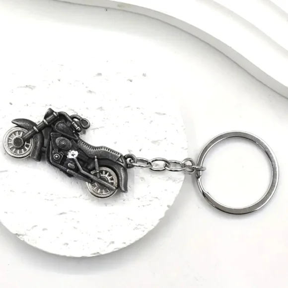 Metal Motorcycle‎ Charm Keychain NWT