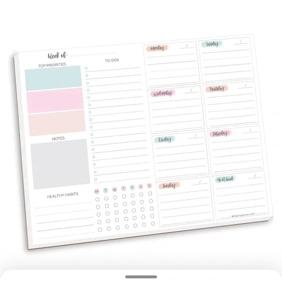 Weekly planning pad