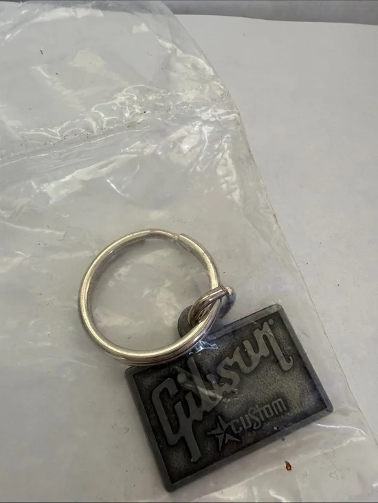 Gibson Guitar Gunmetal Rectangular Metal Keychain