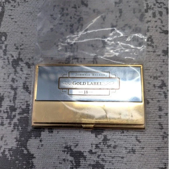 Johnnie Walker Gold Label 18 Years Business Card Holder Metal Gold‎ Silver