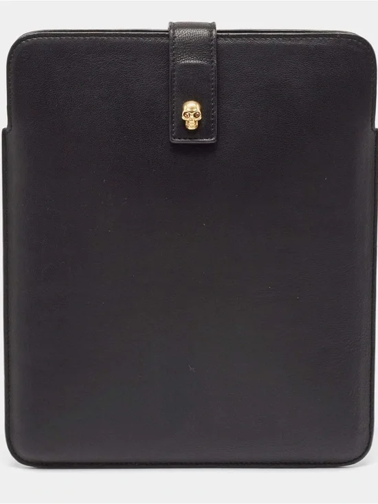 Alexander McQueen Leather iPad Sleeve with Gold Skull