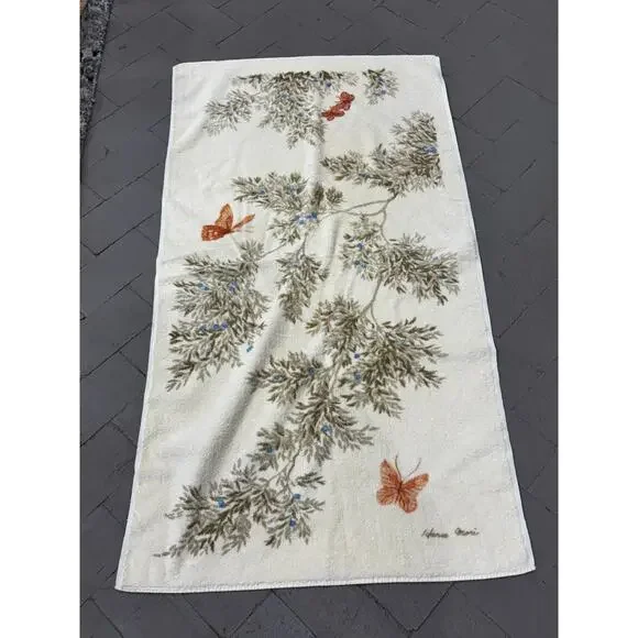 Vintage Hanae Mori for Martex Butterfly Bath Towel 1976 WestPoint Pepperell