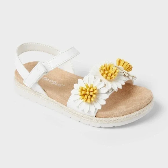 Baby Girl Sandals Cat & Jack Abbie Daisy White Size 5 New With Tags