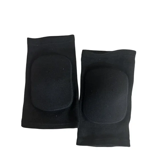 Black‎ Padded Knee Sleeves Brace Support Pair Volleyball Sports