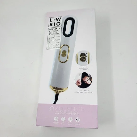 L+W BIO Opulence Lightweight Hair Dryer 3 Comb Attachments‎