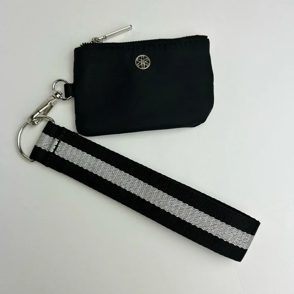 Gaiam Black and Silver Keychain Pouch with Lanyard Wristlet