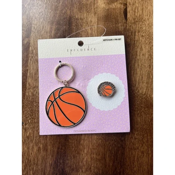 Mini Basketball Keychain Key And Pin‎ Charm High School Player Coach Gift