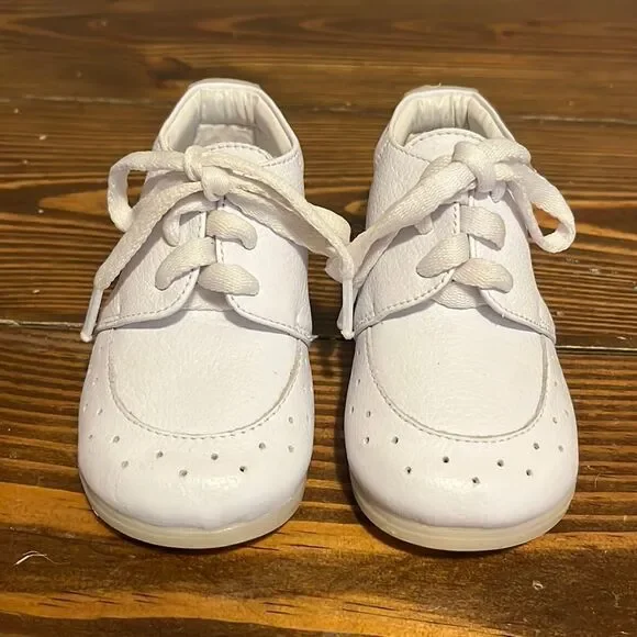 Simmon White Leather Baby Shoes Size 21-5 Made in Columbia