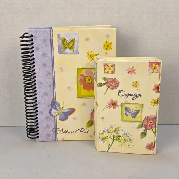 VTG‎ Martin Designs Floral Butterfly Address Book Organizer Stationary Spiral