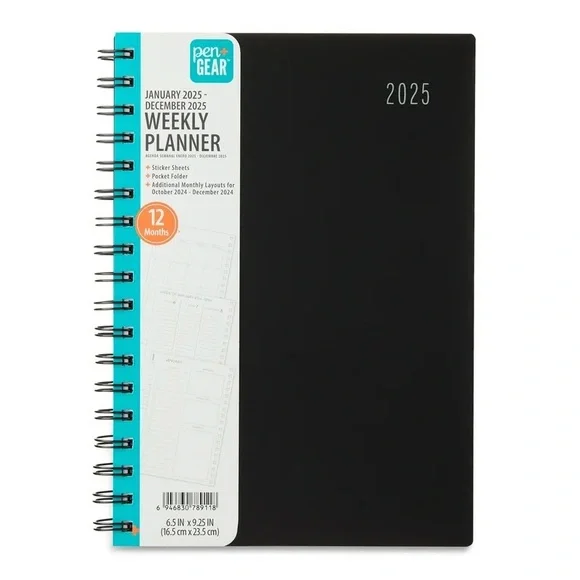 Pen+Gear 2025 Double Spiral Bound Monthly Weekly Planner NWT