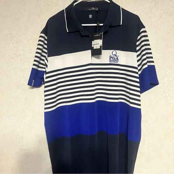Ralph Lauren Men's Navy and White‎ Striped Polo Shirt