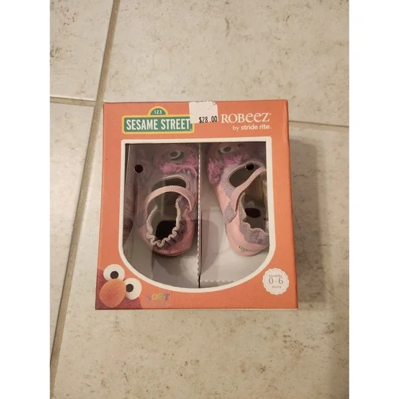 Robeez Stride Rite Sesame Street Abby Cadabby Soft Sole Leather Shoes Pink 0-6M