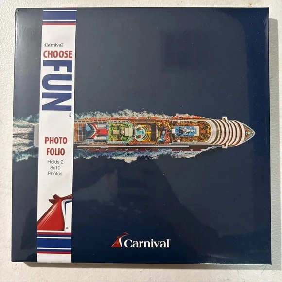 NEW, CARNIVAL CRUISE LINE PHOTO ALBUM FOLIO, HOLDS (2) 8