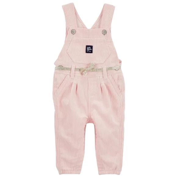 NWT OshKosh B'Gosh Ultra Soft Overalls, Pink Hickory C0079
