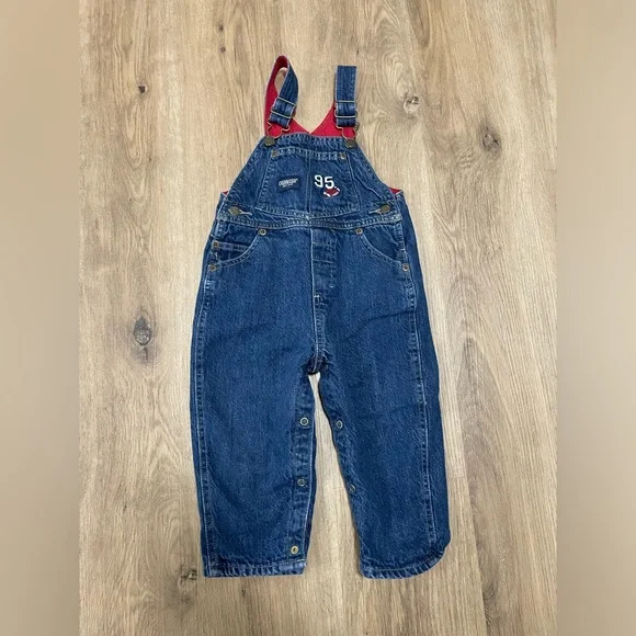 OshKosh B'gosh Blue and‎ Red Overalls Classic Design