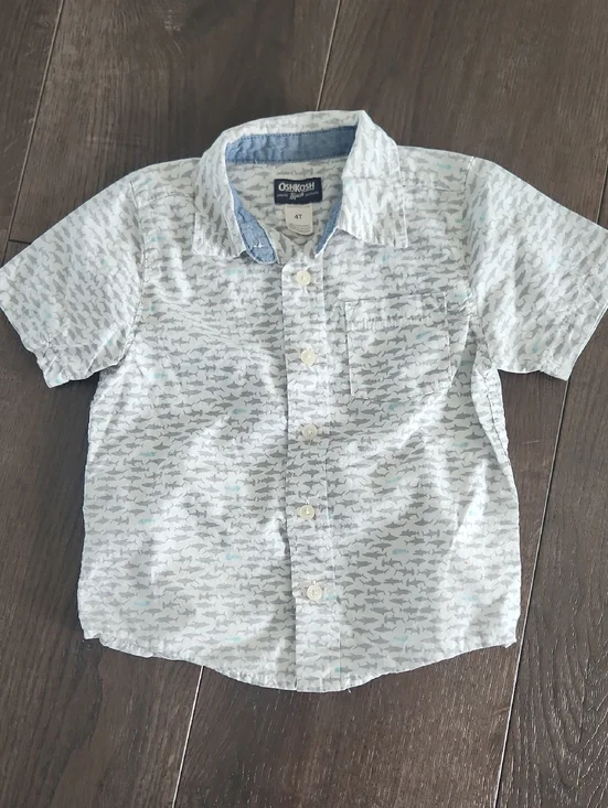 OshKosh B'gosh Light Blue & White Shark Print Button-Down Shirt