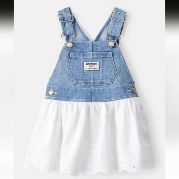 OshKosh B'gosh Denim and White Eyelet Skirtall Size 3T EUC