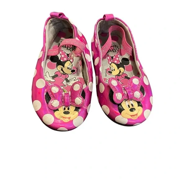 Disney baby Minnie Mouse pink polka dot bow shoes 4