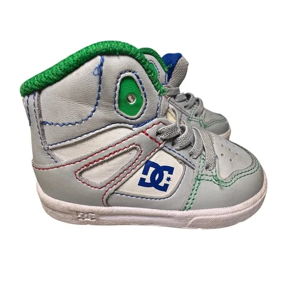 DC Shoes Kids Toddler‎ Pure High Top Sneakers Gray Blue Green Leather Size 5
