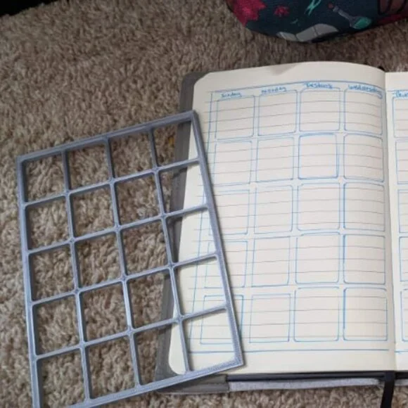 Calendar Grid for Planners and Journals 5x7 Stencil Tracing Template