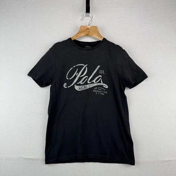 Polo Ralph Lauren Mens M Quality Goods T-Shirt Black RL 5th Avenue Custom Fit