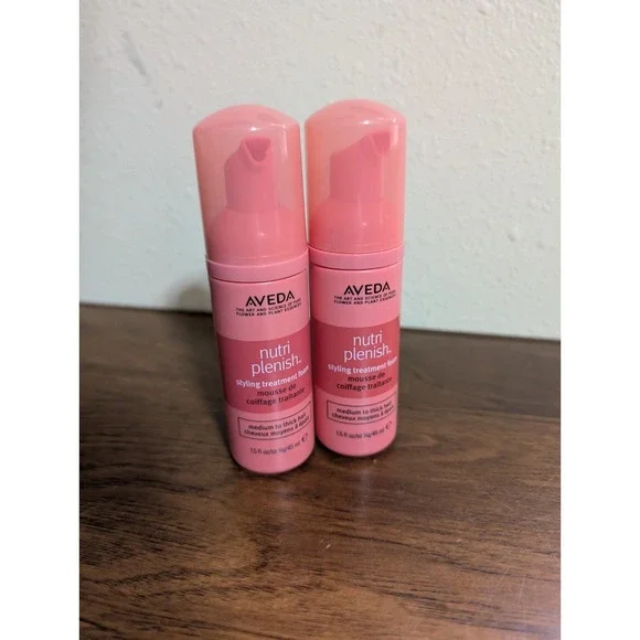 Aveda Nutri-Plenish Styling Treatment Foam 1.5 oz 45ml set of 2 Lot New Hair